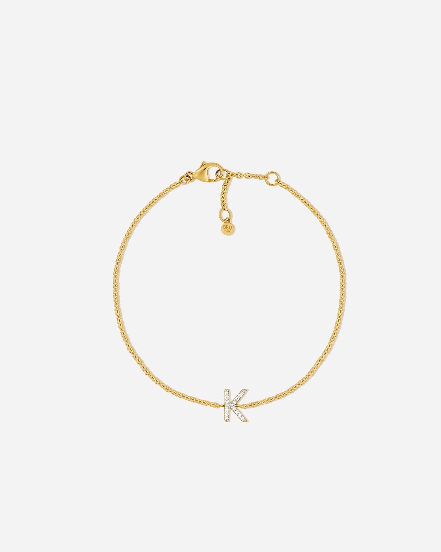 BRUNA The Label Bracelet K / 14k Massivgold / Laborgezüchtete Diamanten Lab-Grown Diamond Letter Bracelet