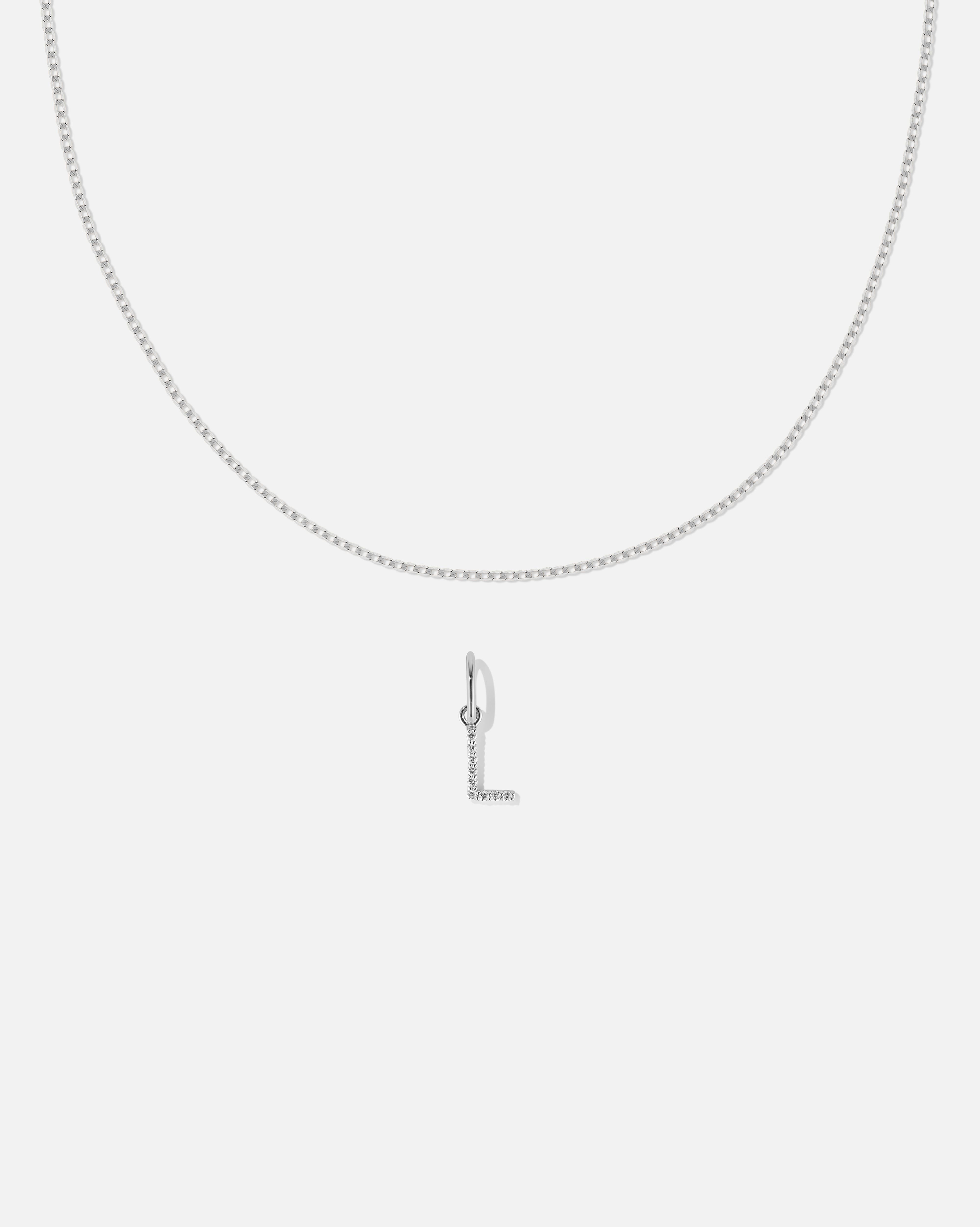 BRUNA The Label Sets L / 14k Weißgold / Laborgezüchtete Diamanten Lab-Grown Diamond Letter and Lyon Necklace Set