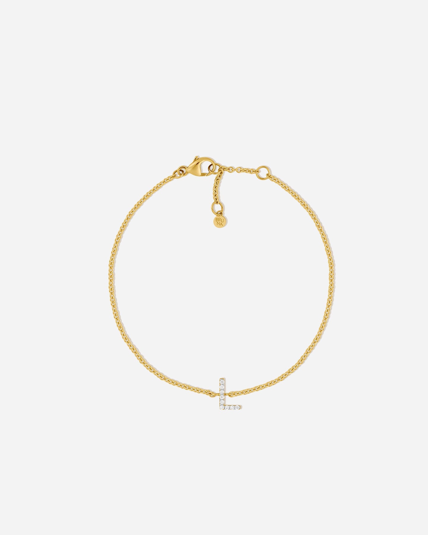 BRUNA The Label Bracelet L / 14k Massivgold / Laborgezüchtete Diamanten Lab-Grown Diamond Letter Bracelet