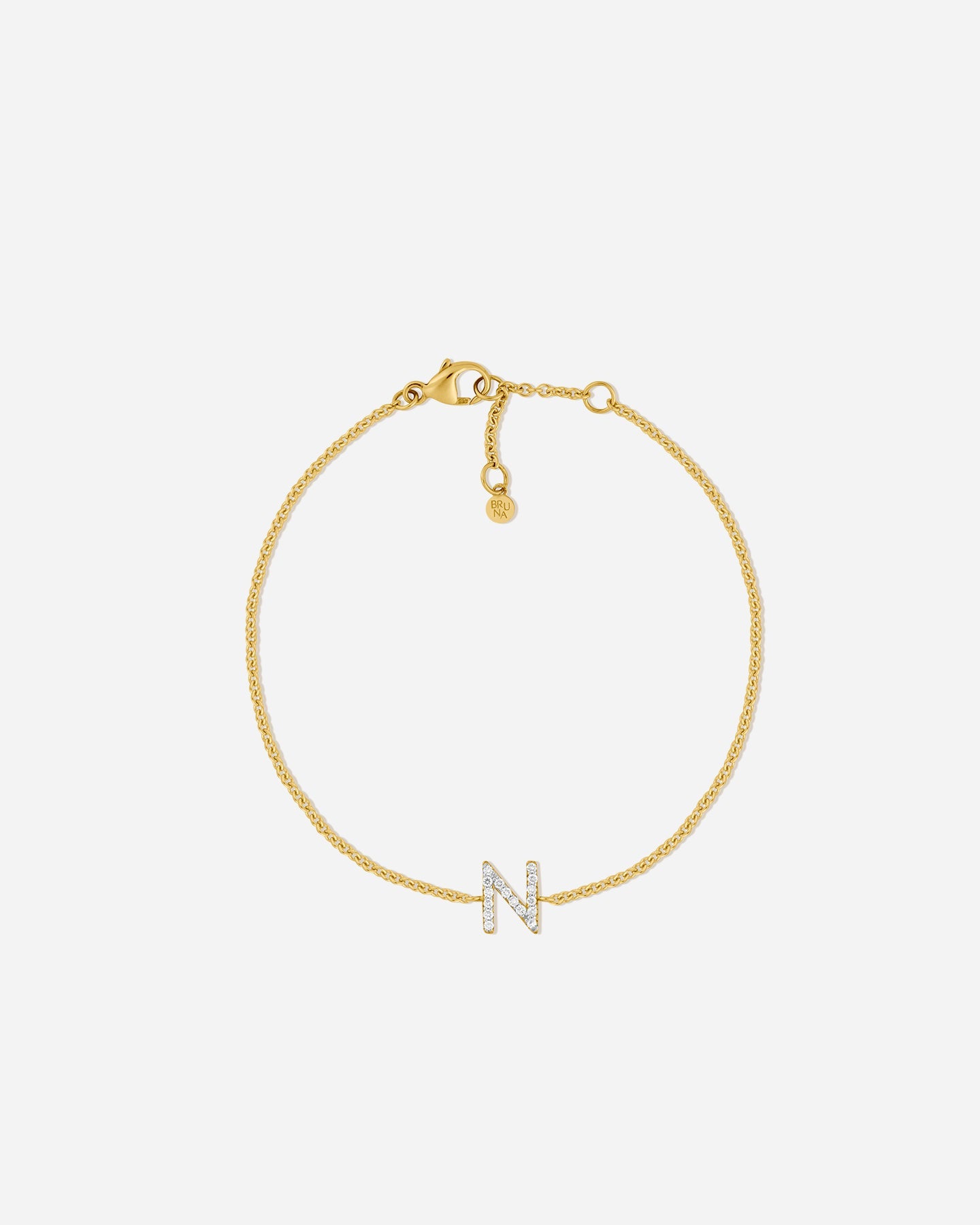 BRUNA The Label Bracelet N / 14k Massivgold / Laborgezüchtete Diamanten Lab-Grown Diamond Letter Bracelet