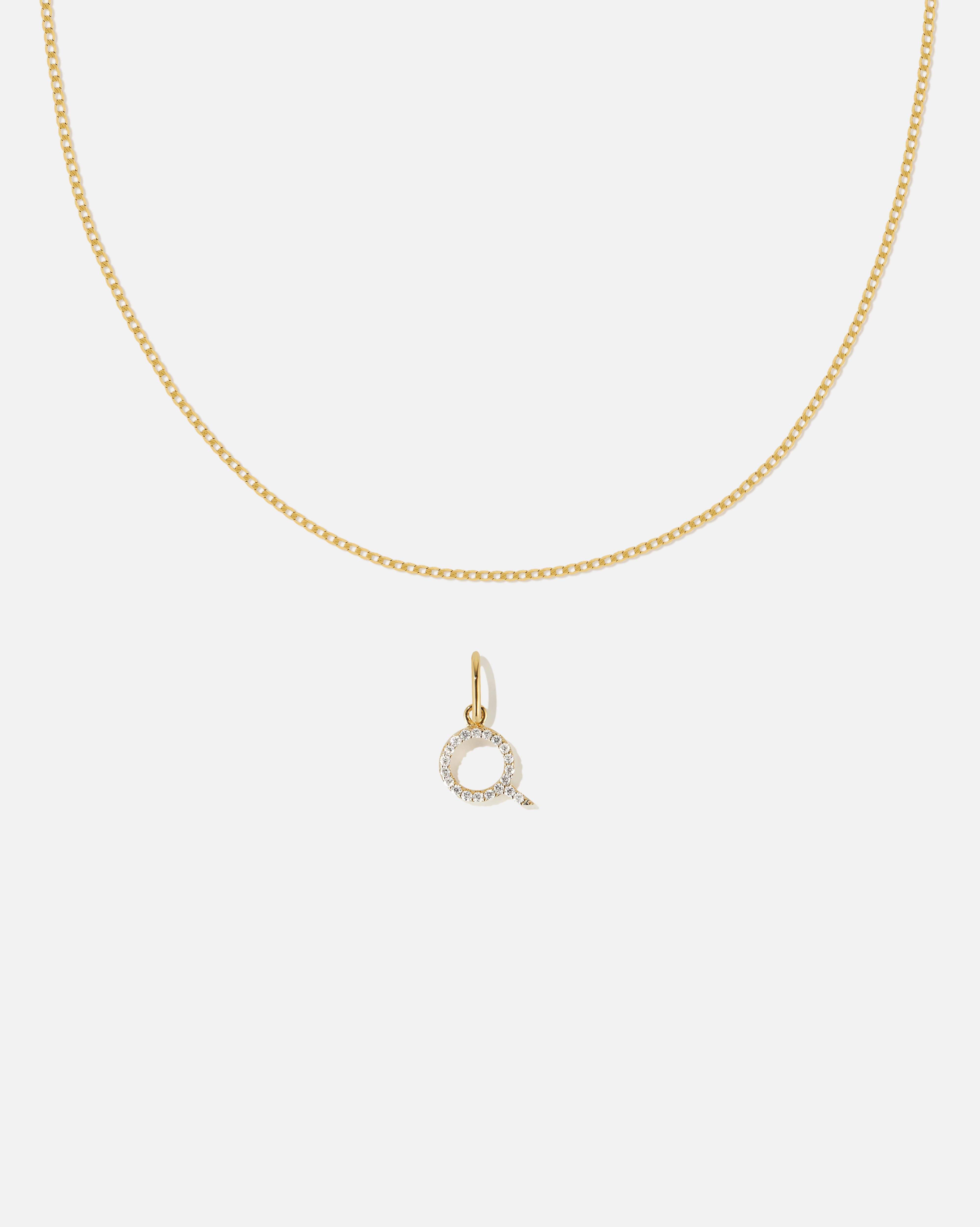 BRUNA The Label Sets Q / 14k Massivgold / Laborgezüchtete Diamanten Lab-Grown Diamond Letter and Lyon Necklace Set