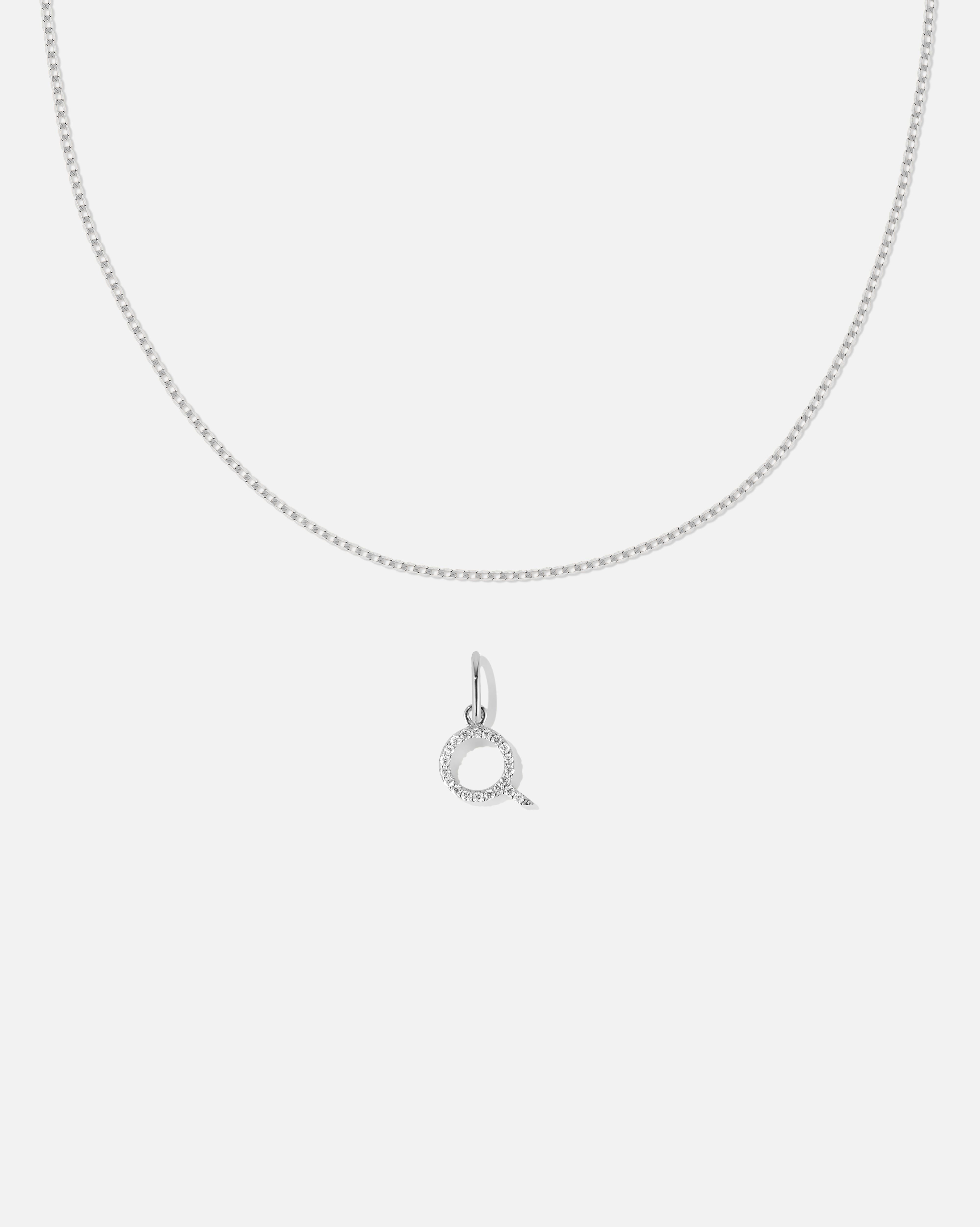 BRUNA The Label Sets Q / 14k Weißgold / Laborgezüchtete Diamanten Lab-Grown Diamond Letter and Lyon Necklace Set