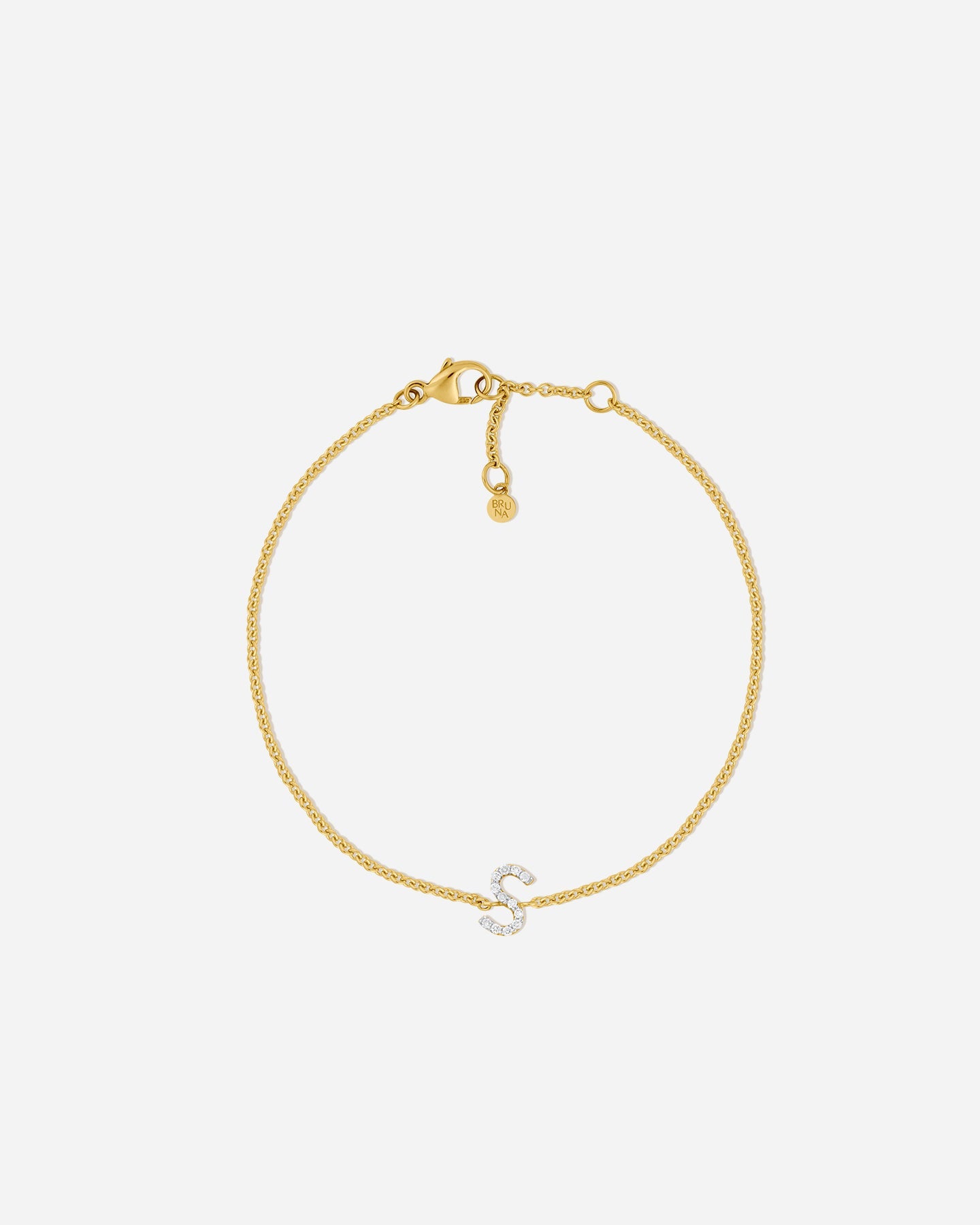 BRUNA The Label Bracelet S / 14k Massivgold / Laborgezüchtete Diamanten Lab-Grown Diamond Letter Bracelet