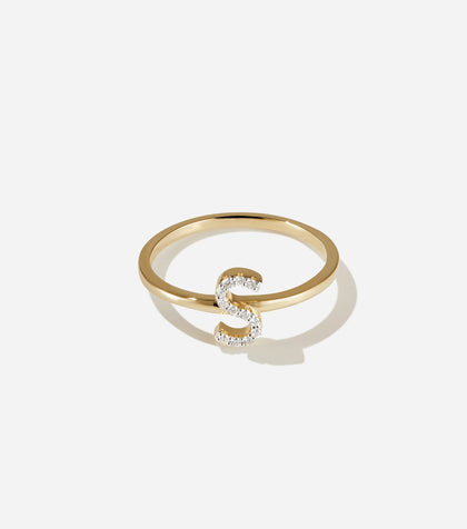 BRUNA The Label Ring S / 14k Gelbgold / 52 Lab-Grown Diamond Letter Ring