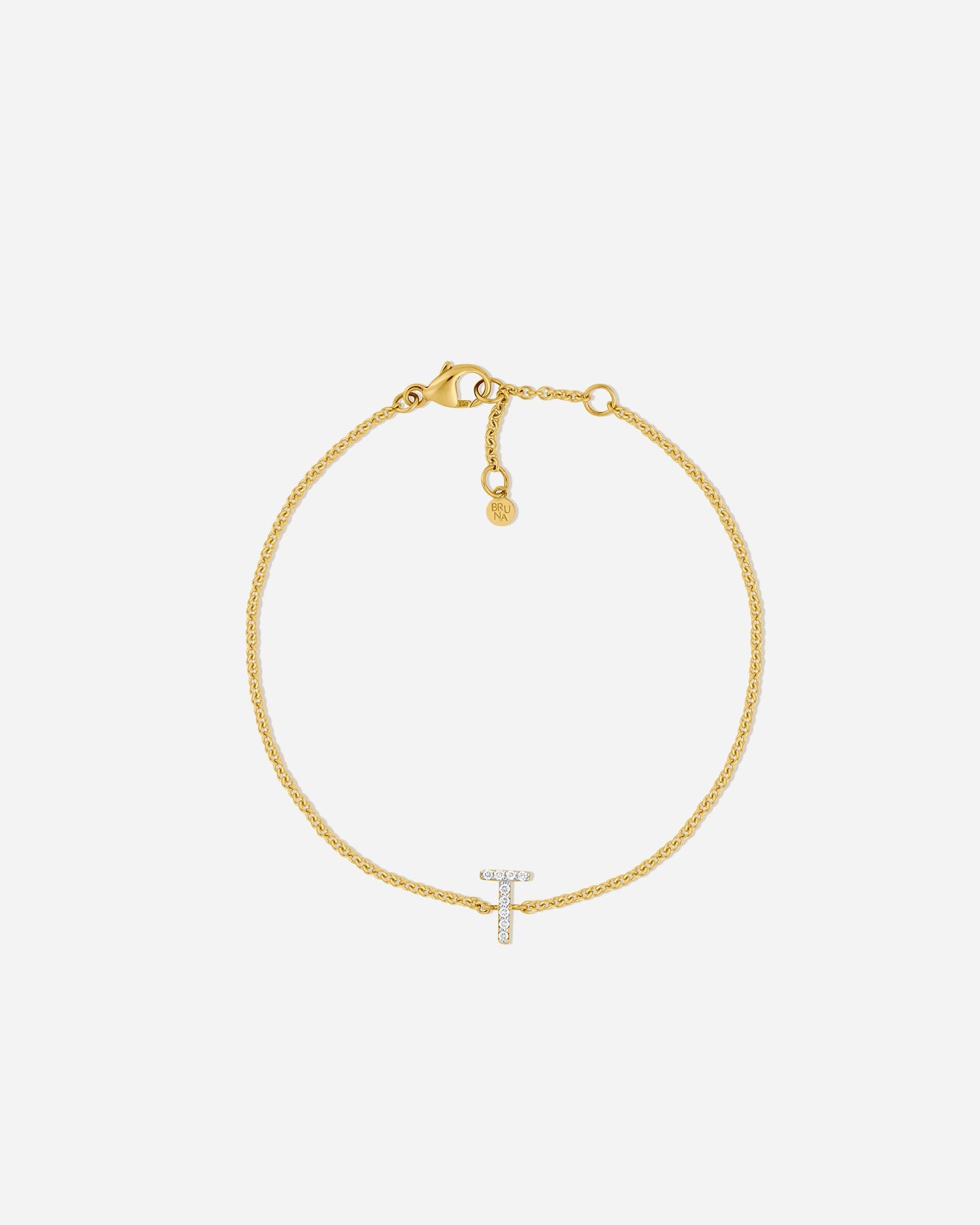 BRUNA The Label Bracelet T / 14k Massivgold / Laborgezüchtete Diamanten Lab-Grown Diamond Letter Bracelet