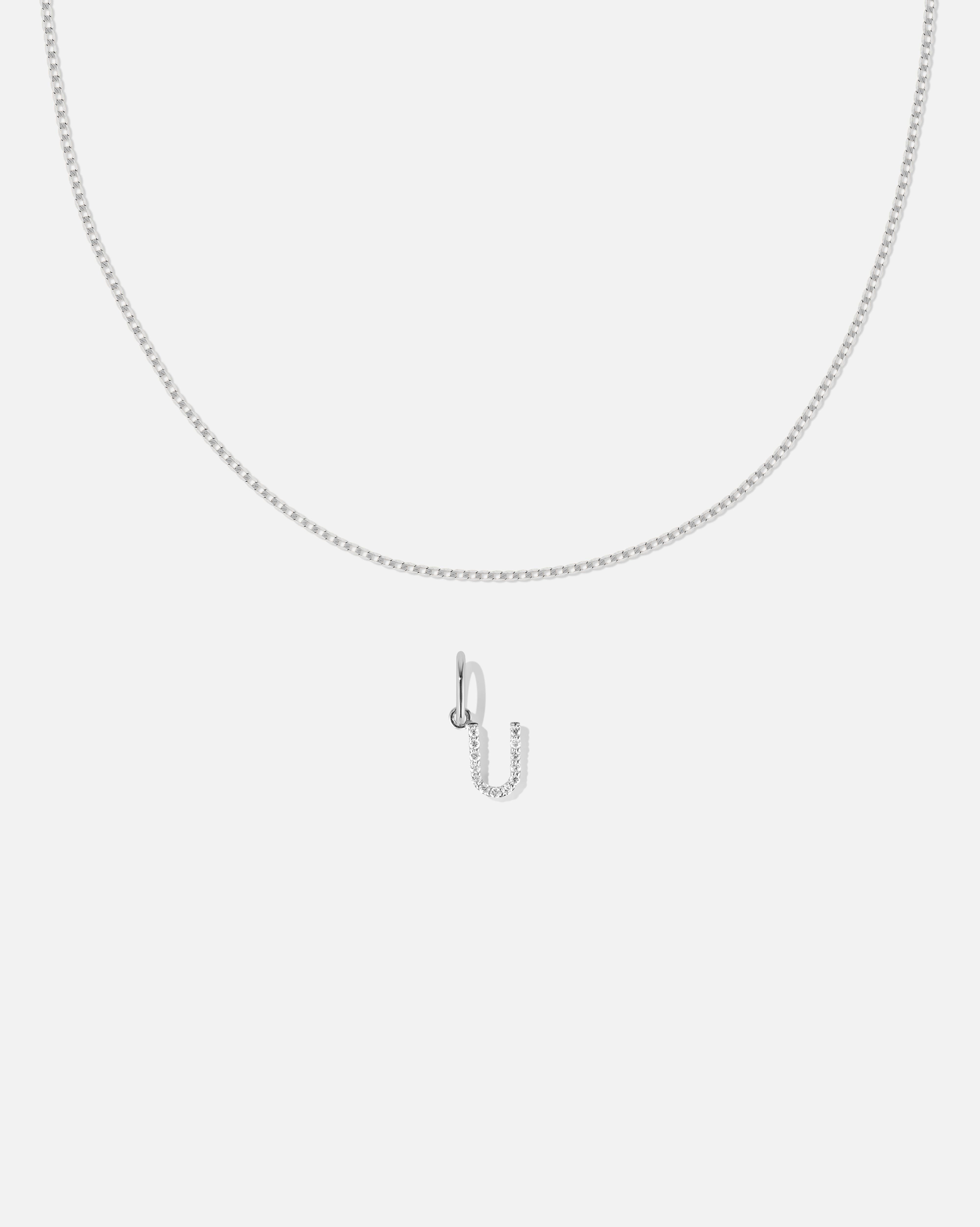 BRUNA The Label Sets U / 14k Weißgold / Laborgezüchtete Diamanten Lab-Grown Diamond Letter and Lyon Necklace Set