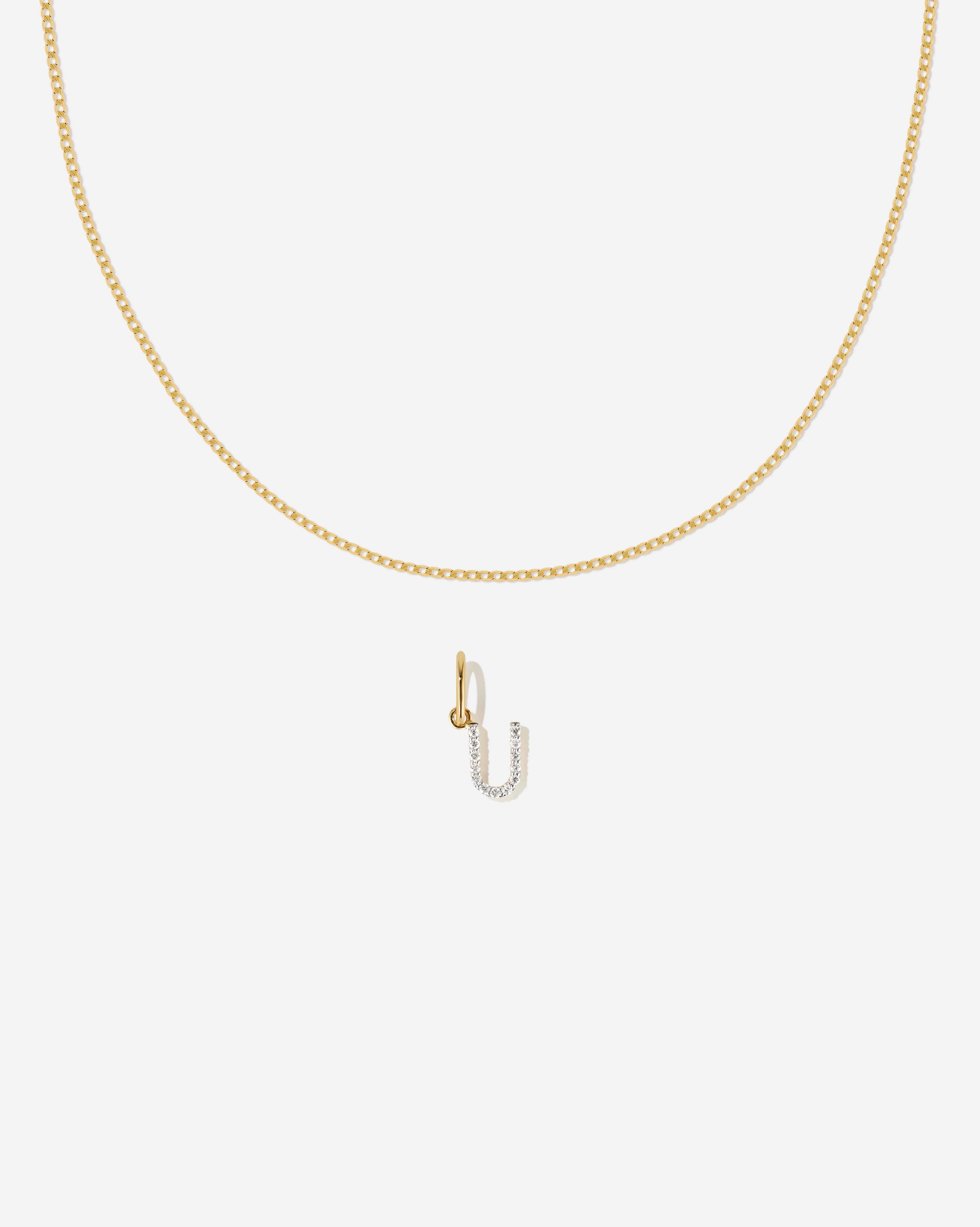 BRUNA The Label Sets U / 14k Massivgold / Laborgezüchtete Diamanten Lab-Grown Diamond Letter and Lyon Necklace Set