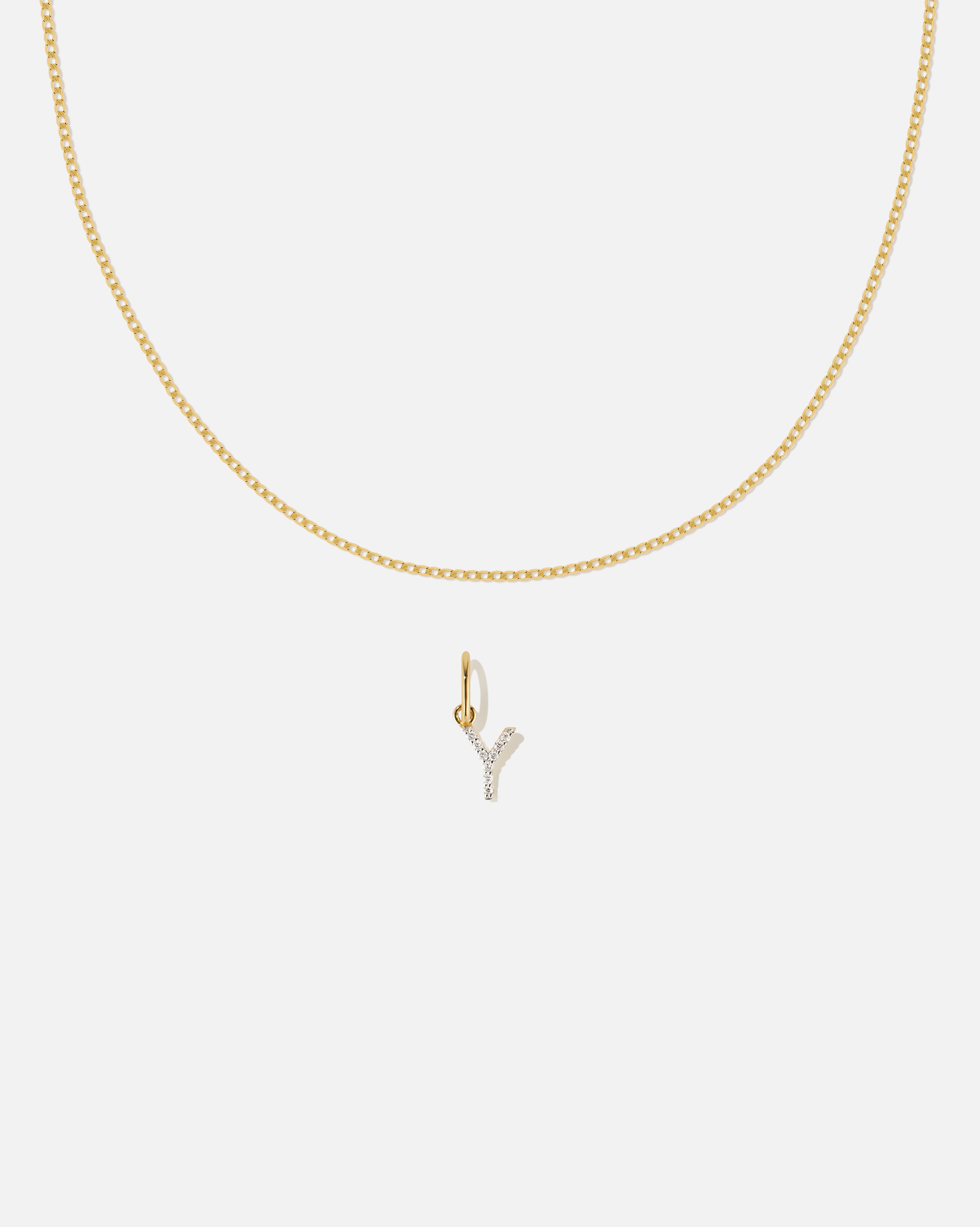 BRUNA The Label Sets Y / 14k Massivgold / Laborgezüchtete Diamanten Lab-Grown Diamond Letter and Lyon Necklace Set