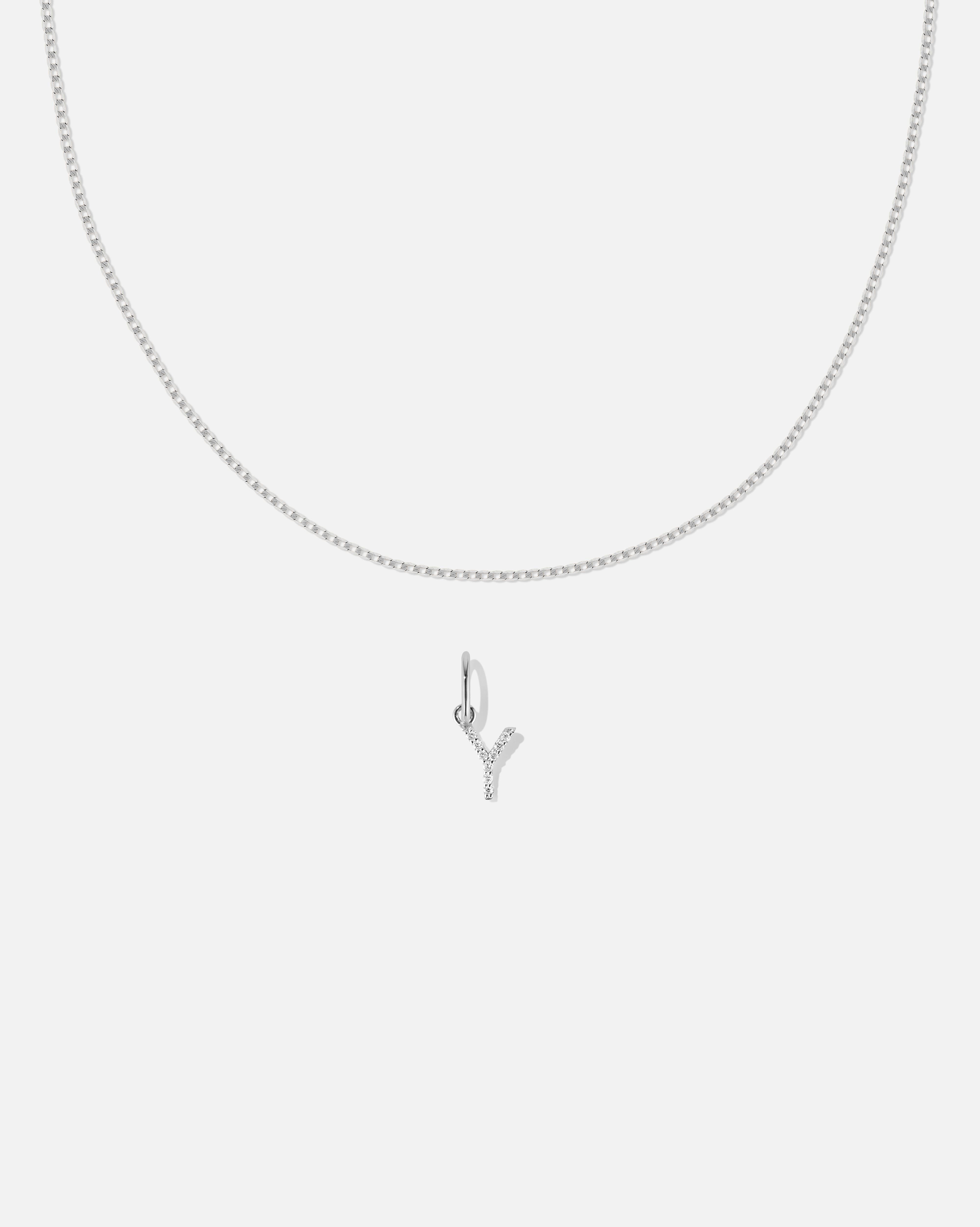 BRUNA The Label Sets Y / 14k Weißgold / Laborgezüchtete Diamanten Lab-Grown Diamond Letter and Lyon Necklace Set