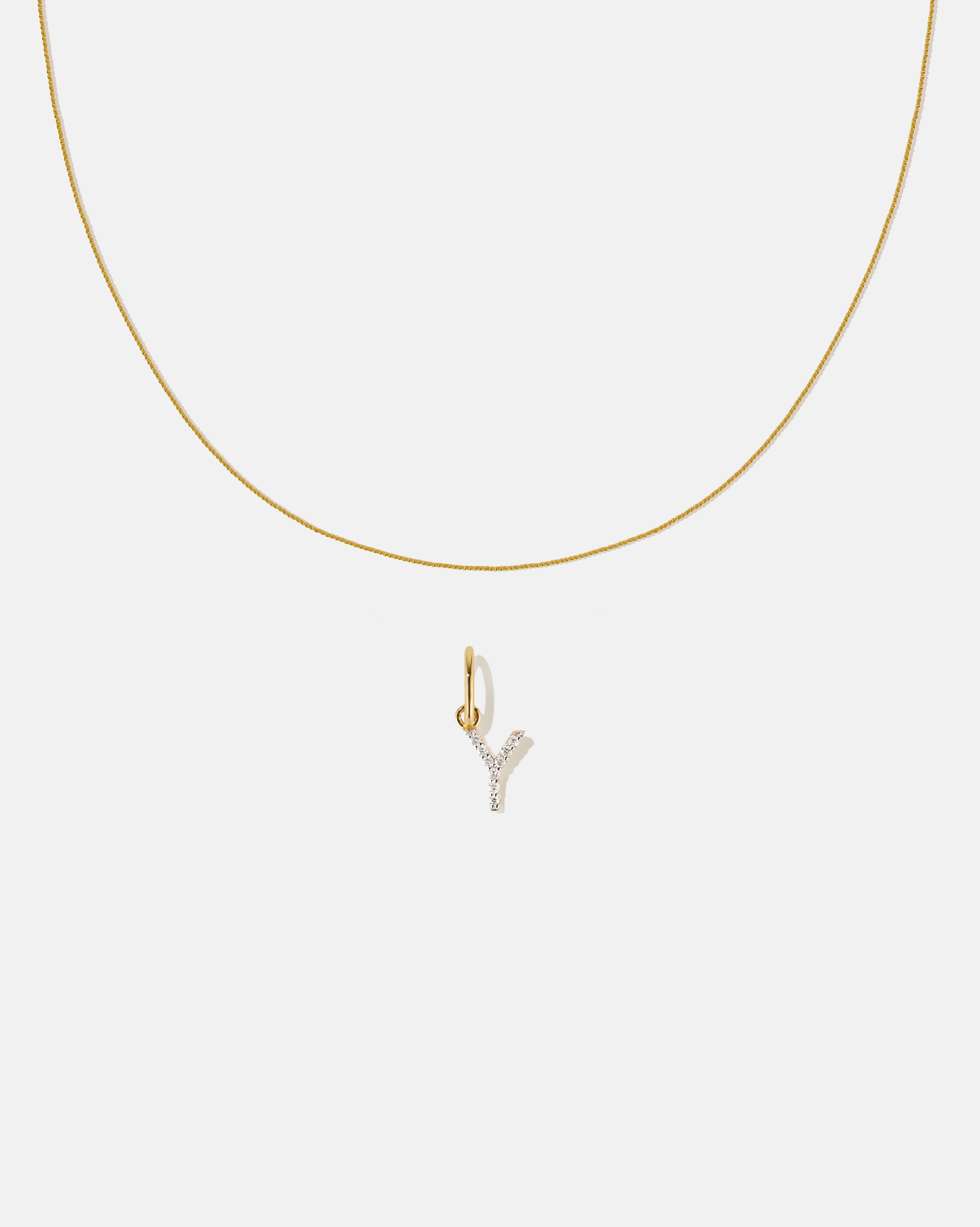 BRUNA The Label Sets Y / 14k Massivgold / Laborgezüchtete Diamanten Letter Pendant Set