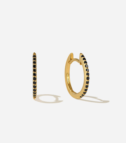 BRUNA The Label Earrings 18k Gold Vermeil / Black Onyx Lumière Onyx Hoops