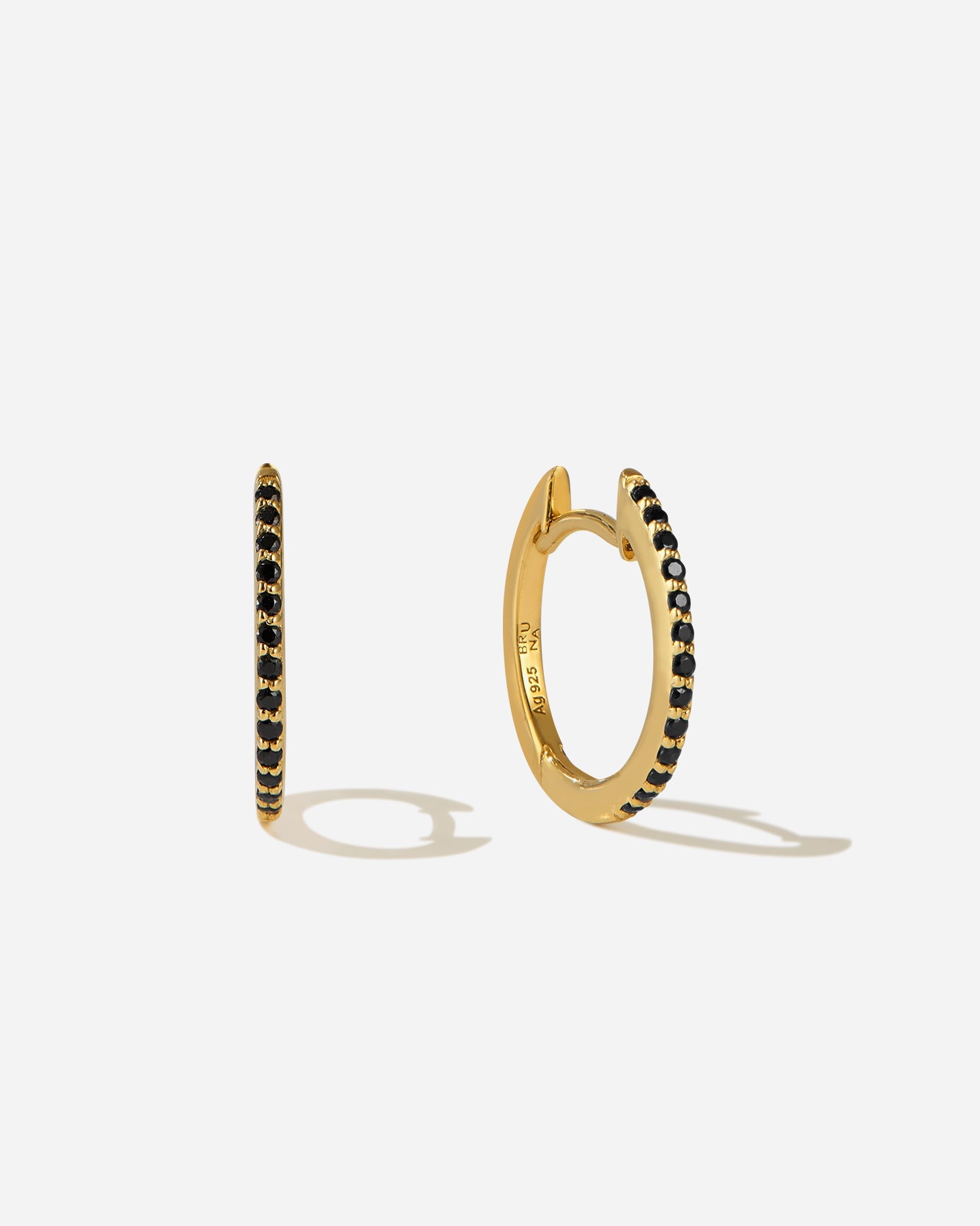 BRUNA The Label Earrings 18k Gold Vermeil / Black Onyx Lumière Onyx Hoops