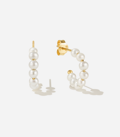 BRUNA The Label Earrings 18k Gold Vermeil / Perlen Palermo Hoops