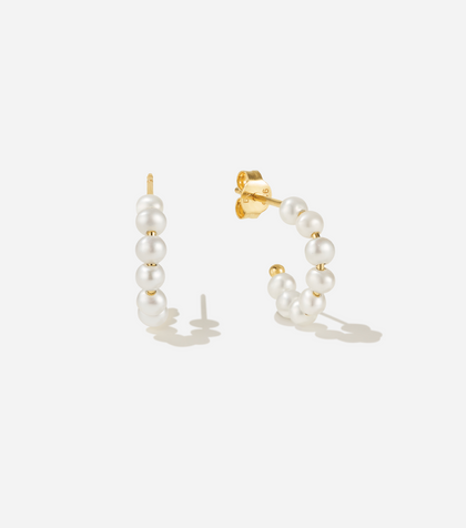 BRUNA The Label Earrings 18k Gold Vermeil / Perlen Palermo Mini Hoops