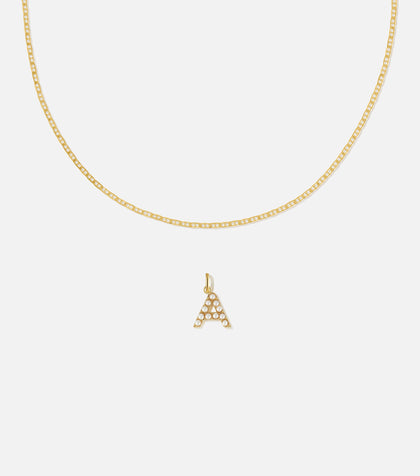 BRUNA The Label Sets A / 18k Gold Vermeil / Perlen Pearl Letter Charm Set