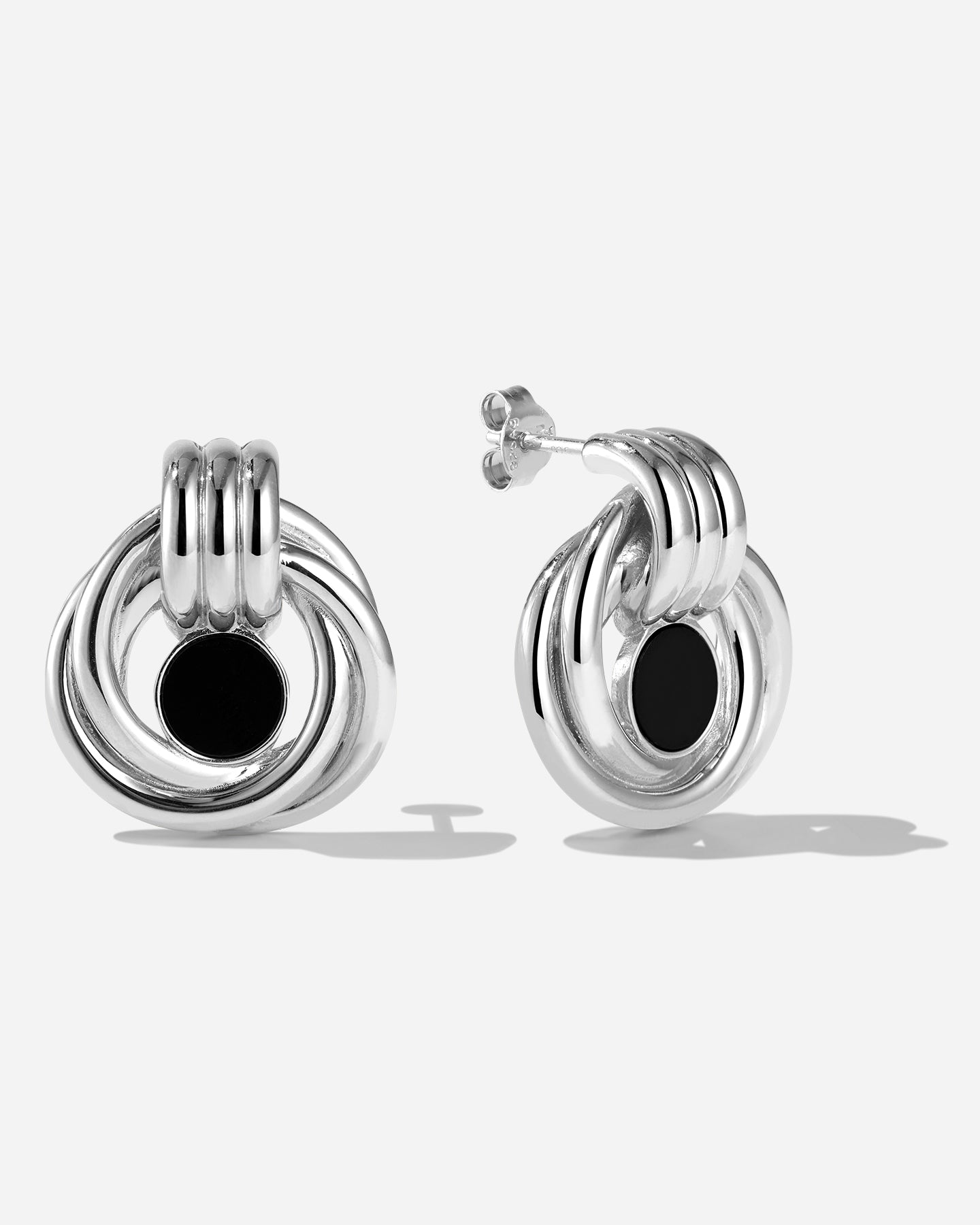 BRUNA The Label Earrings 925 Sterling Silber / Black Onyx Tuscany Loop Onyx Earrings