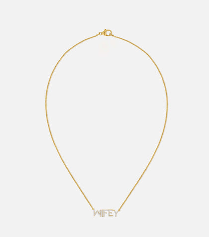 BRUNA The Label Necklace 14k Massivgold / Laborgezüchtete Diamanten Wifey Necklace