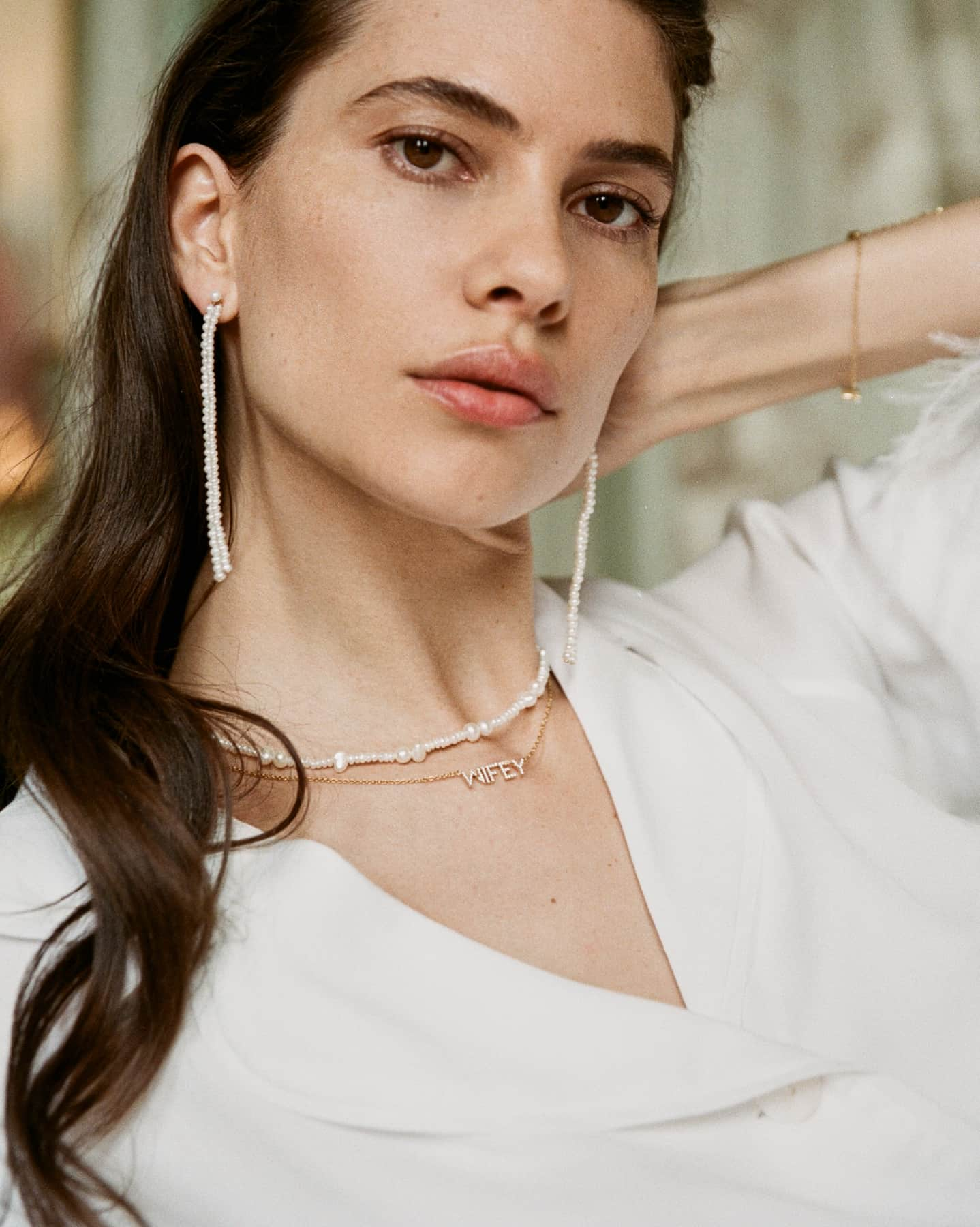 BRUNA The Label Necklace 14k Massivgold / Laborgezüchtete Diamanten Wifey Necklace