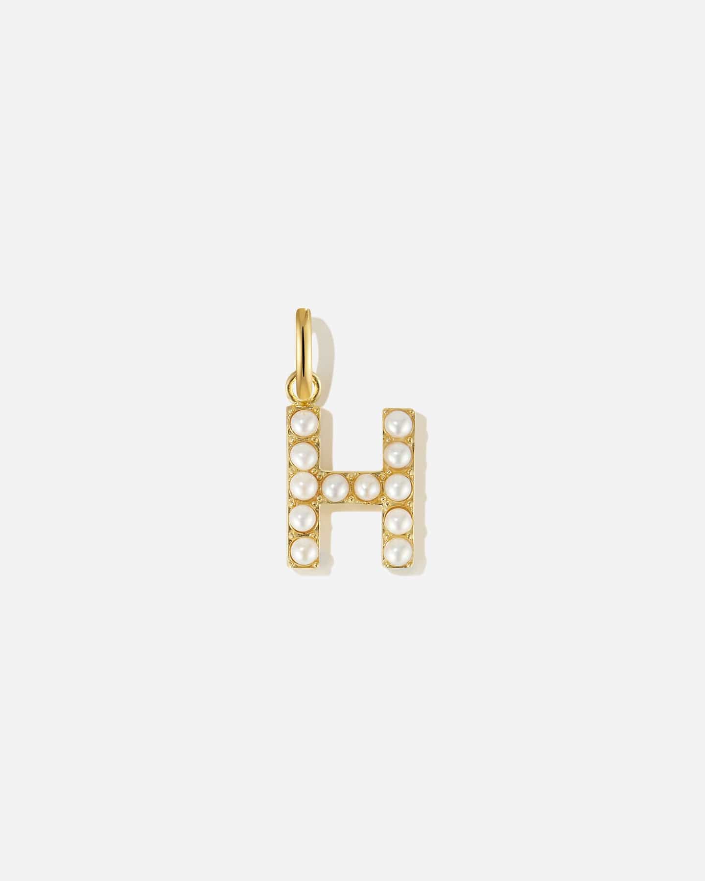 BRUNA The Label Charm H / 18k Gold Vermeil / Perlen Pearl Letter Charm