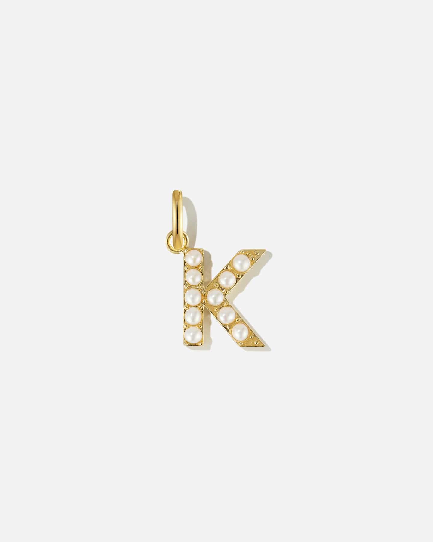 BRUNA The Label Charm K / 18k Gold Vermeil / Perlen Pearl Letter Charm