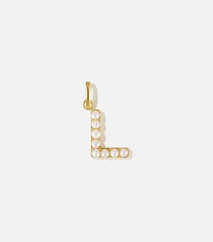 BRUNA The Label Charm L / 18k Gold Vermeil / Perlen Pearl Letter Charm