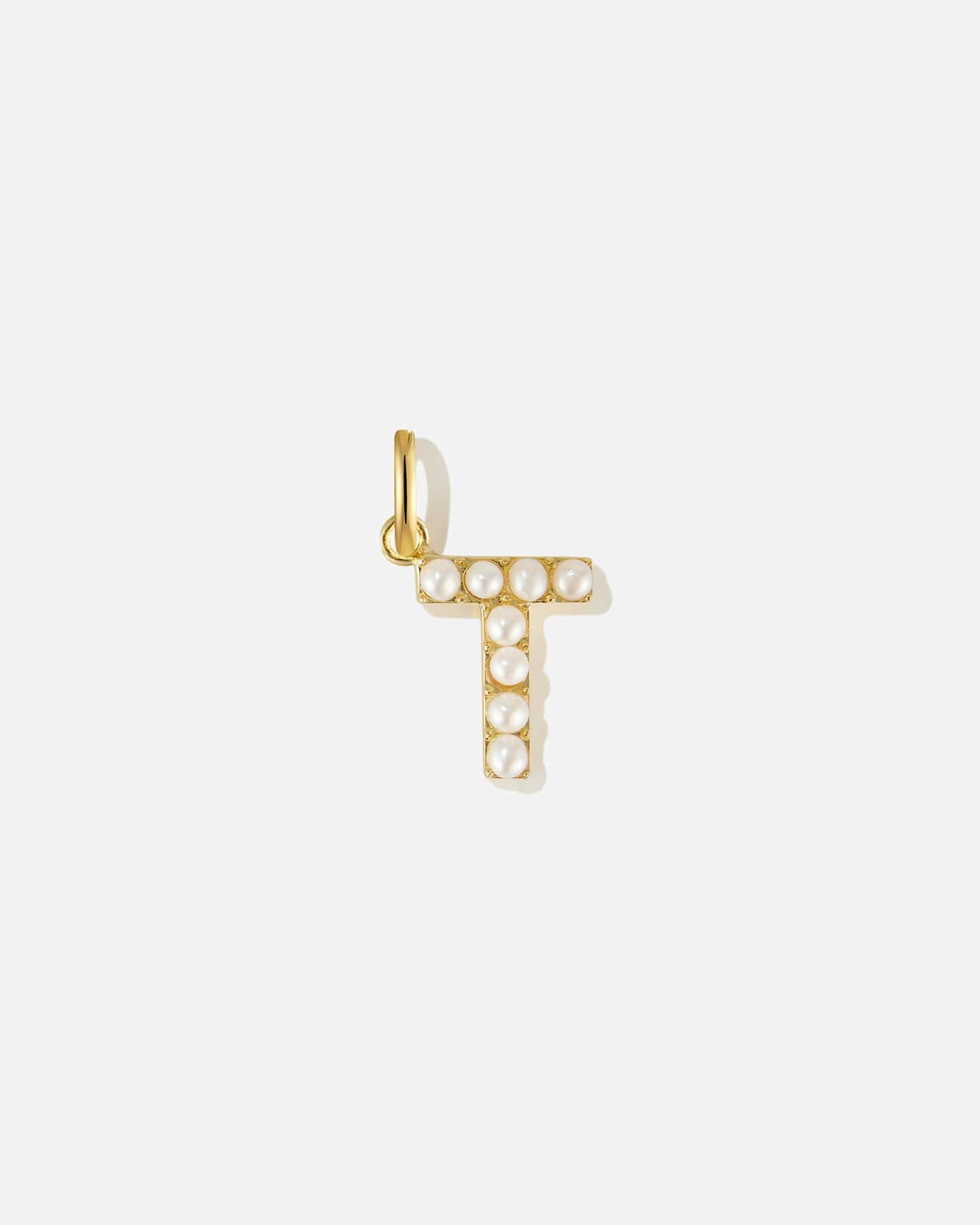 BRUNA The Label Charm T / 18k Gold Vermeil / Perlen Pearl Letter Charm