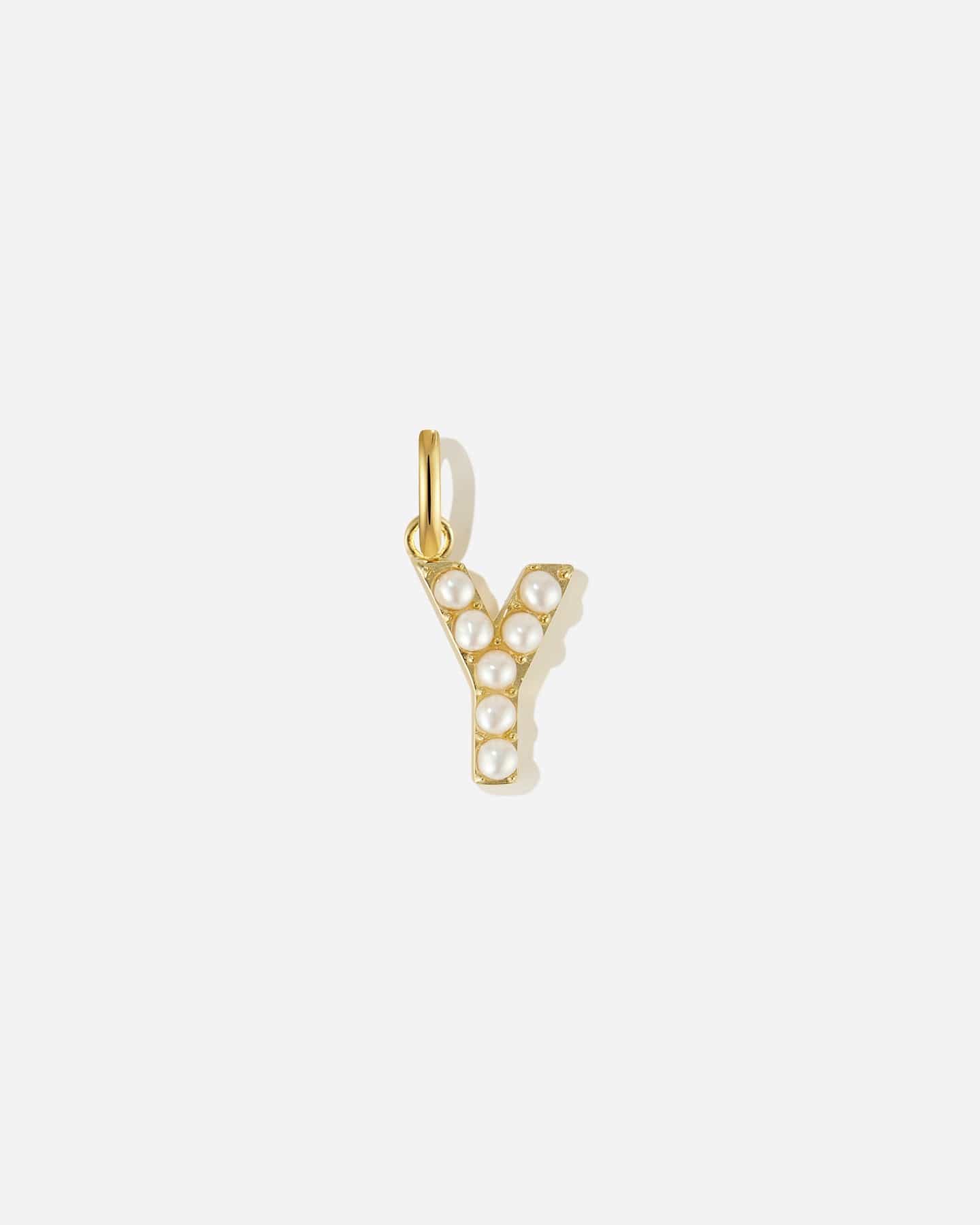 BRUNA The Label Charm Y / 18k Gold Vermeil / Perlen Pearl Letter Charm