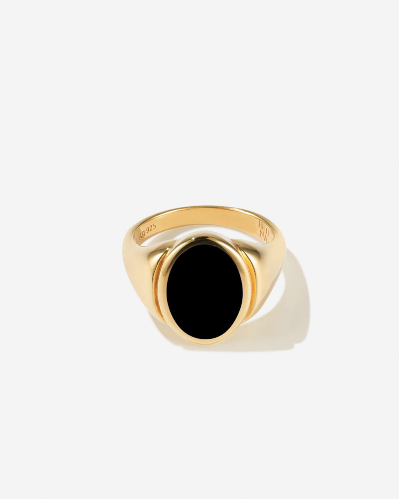 Solid 14k Gold Plated Real 925 Sterling Silver Black Onyx Stone